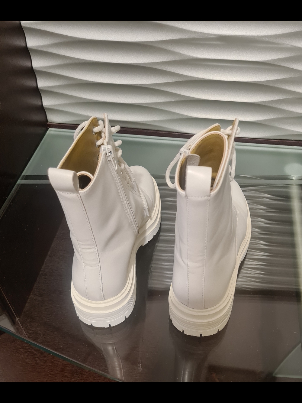 Tony Bianco Australia White Leather Lace-Up Combat Boots for Women - Picture 3 of 3